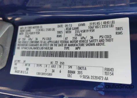 2014 Ford Escape Titanium из США, поврежденный, VIN 1FMCU9J90EUB16538